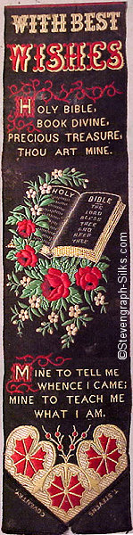 Bookmark with straigthforward words and image of Holy Bible