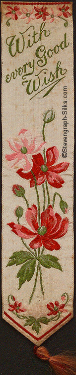 Bookmark with title words and image of flowers