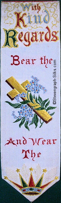 Bookmark with words and image of cross and crown