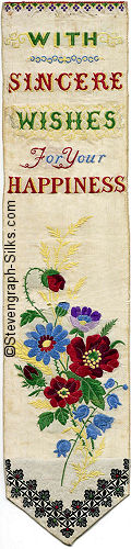 Bookmark with title words and image of flowers