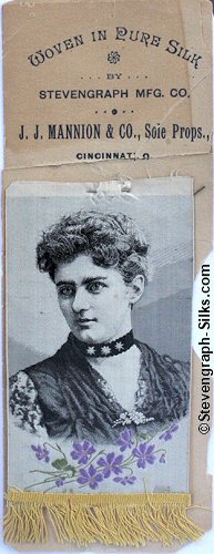 Ribbon with portrait of Mrs Cleveland (President's wife)