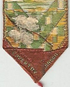Coventry & London woven on the reverse pointed end of this bookmark