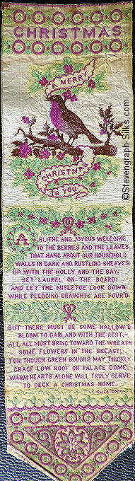 same bookmark, with words woven in different coloured silk