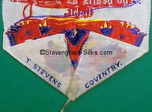 Stevens logo on the reverse pointed end of this bookmark