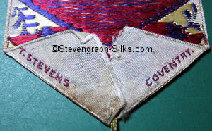 Stevens logo on the reverse pointed end of this bookmark