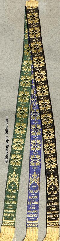 long thin bookmark with decorative pattern and words at the bottom only