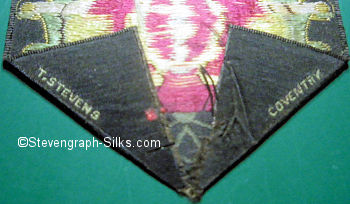 Stevens logo on the reverse pointed end of this bookmark