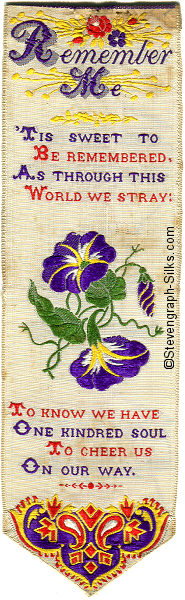 Bookmark with poem and convolvulus flowers
