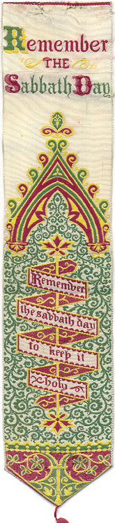 Bookmark with title words and ribbon with full words