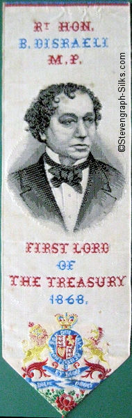 Bookmark with portrait of Disraeli and words