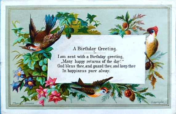 Bird printed card - A Birthday Greeting