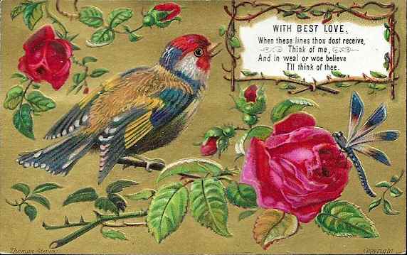 Bird printed card - With Best Love