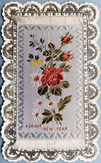 grey rectangular Silk - " A Bright New Year "