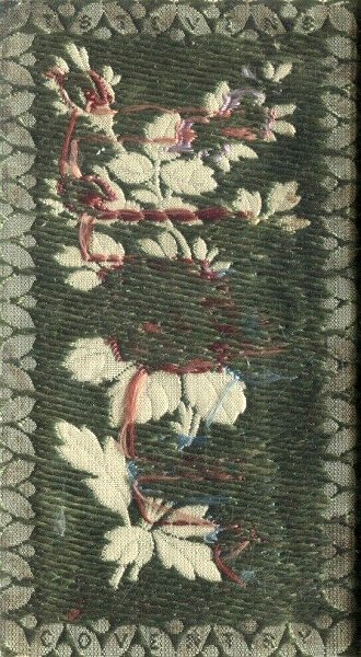 Stevens name woven on reverse of the green coloured rectangle