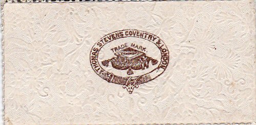 Stevens logo printed on reverse stiff card