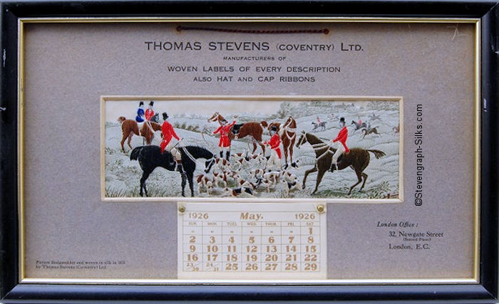 image of the Stevengraph picture of The Death, mounted as a calendar for 1926