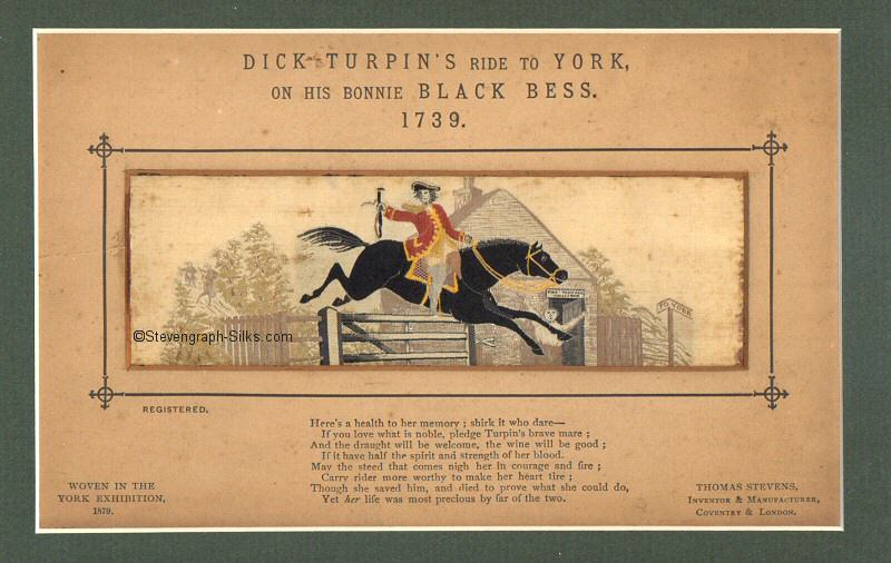 Image of Dick Turpin jumping a toll gate on his horse Black Bess