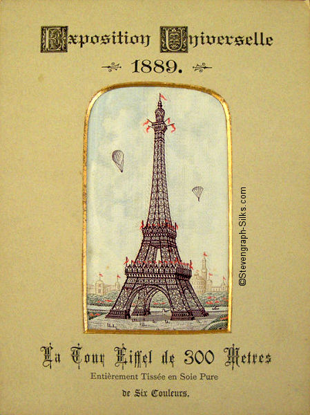 Image of the Eiffel Tower with hot air ballon and parachutist