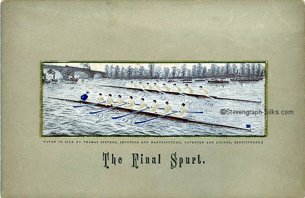 Oxford and Cambridge boat crews fighting it out on the River Thames