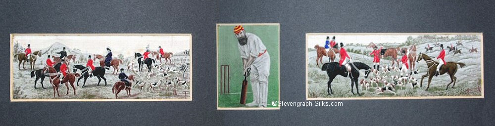 Image of three silks, being st429-The Meet, so312-WG Grace and st116-The Death
