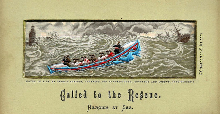 Life boat with 10 oarsmen and 3 rescuers in a wild storm, going to a sinking boat