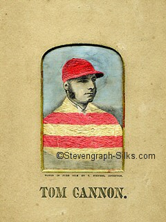 Image of the jockey Tom Cannon in Lord Rosebery's colours