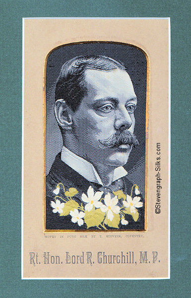 Image of the Lord Randolph Churchill, with flowers across the front