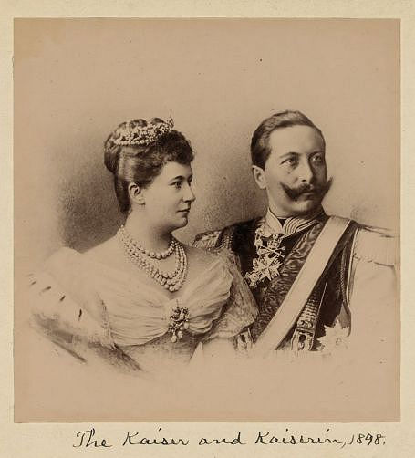 photograph of both Victoria and Wilhelm II; with near identical image to the woven silk