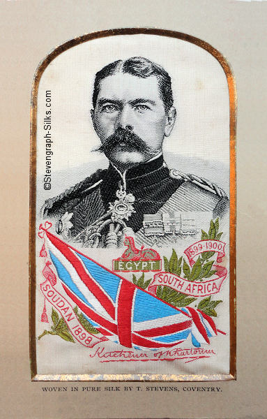 Image of Lord Kitchener of Khartoum, with flag and various banners