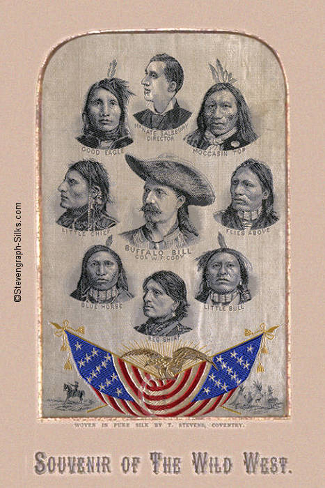 Image of Buffalo Bill (Col. W.F. Cody), together with 7 American Red Indian chiefs and one other portrait