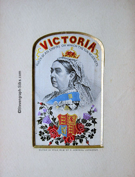 same image of Queen Victoria, but with later textured surface and no VR printed above silk