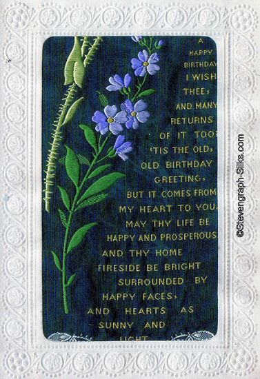 Stevens Alpha series postcard with words woven on silk