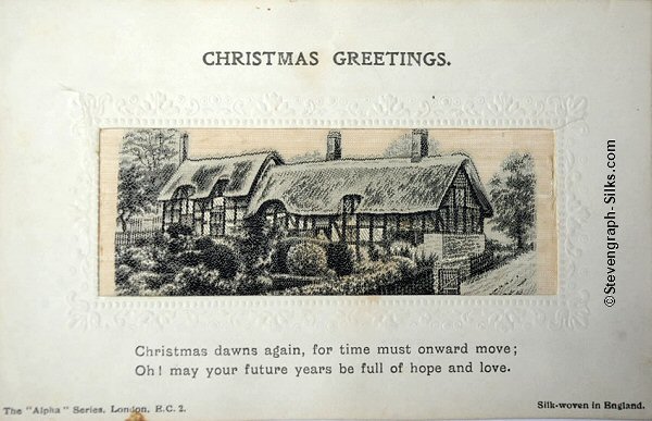 Stevens Alpha series postcard with image of Anne Hathaway's Cottage and printed words