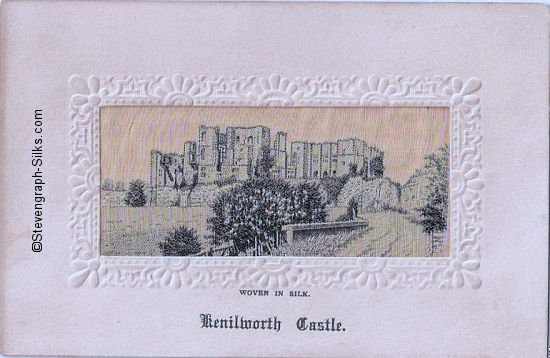 Black and white silk view of Kenilworth Castle in circa 1900