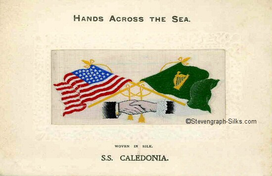 Image of US and Irish flags and man's and woman's hands