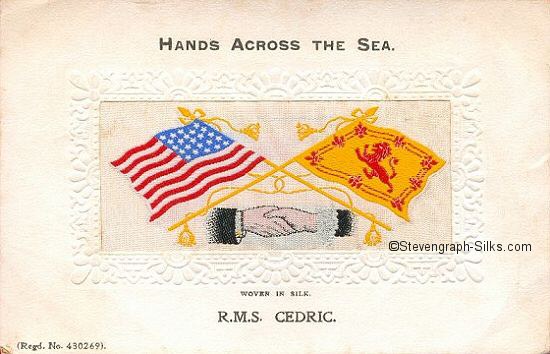 image of man's & woman's hands, and tassles above flags and wrapped around poles