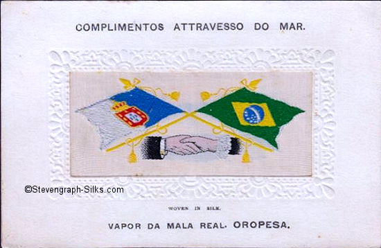 image of Kingdom of Portugal and Brazil flags with man's and woman's hands, with portuguese writing