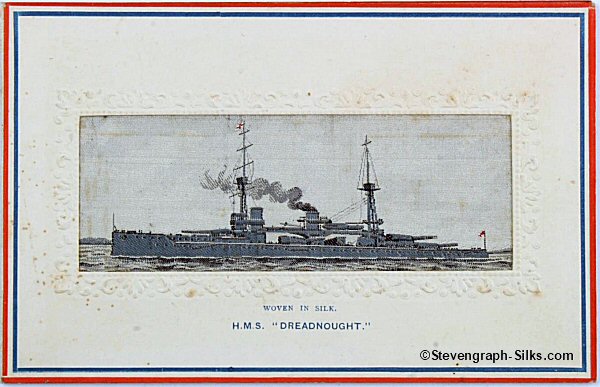 Naval battleship with two significant masts and various guns on deck.