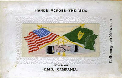 image of shaking hands, flags and tassles