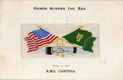 Hands Across The Sea silk postcard