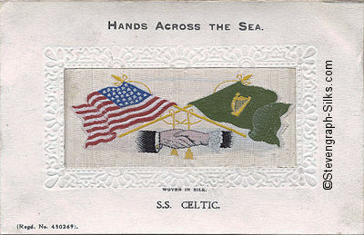 Hands Across The Sea silk postcard