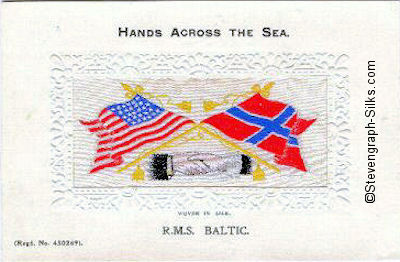 image of shaking hands, flags and tassles