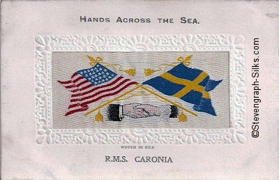 Hands Across The Sea silk postcard