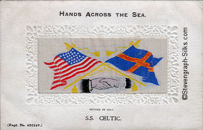 Hands Across The Sea silk postcard