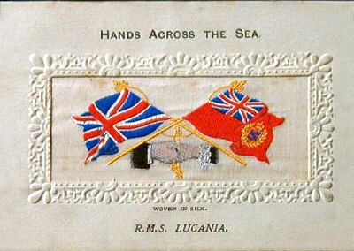 Hands Across The Sea silk postcard