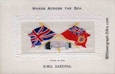 Man and woman's hands, flags and tassles