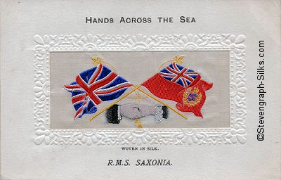 Man and woman's hands, flags and tassles