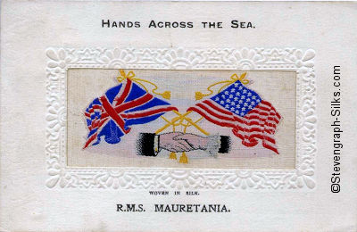 image of shaking hands, flags and tassles