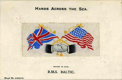 Hands Across the Sea silk postcard