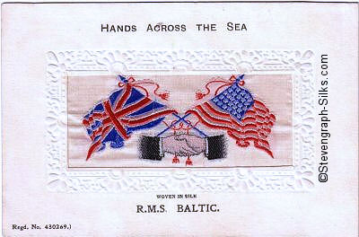 Hands Across the Sea silk postcard